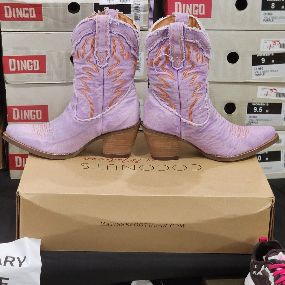 Dingo Lavender and Orange Cowgirl Cowboy Boots Ya'll Need Dolly Size 7.5 - Picture 10 of 11